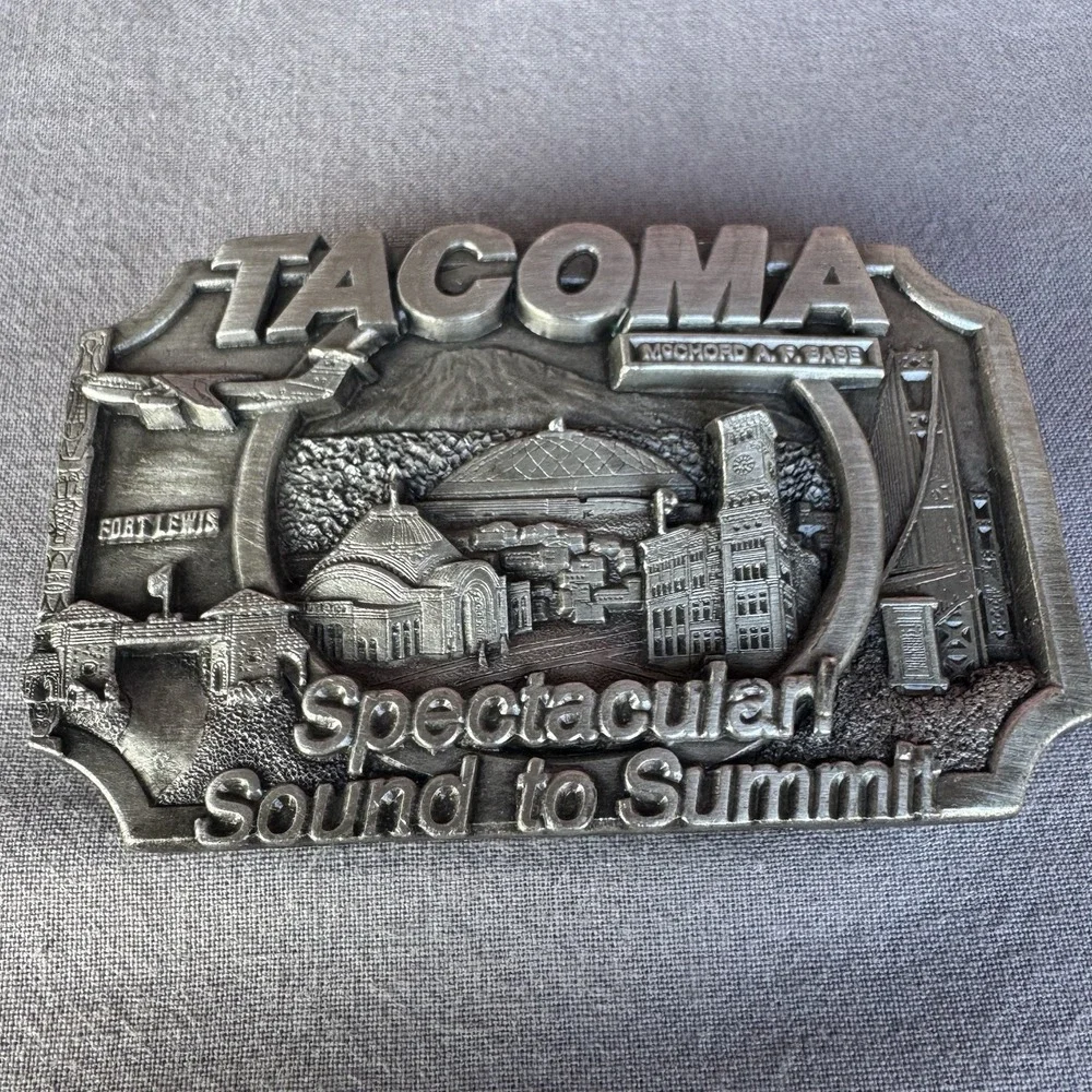 Tacoma Sound To Summit‎ 3D Pewter Metal Belt Buckle 1983 Siskiyou